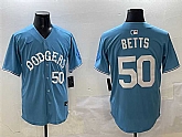Men's Los Angeles Dodgers #50 Mookie Betts Light Blue Limited Stitched Jersey,baseball caps,new era cap wholesale,wholesale hats